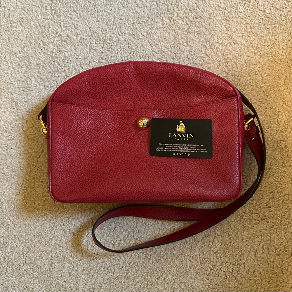 Vintage LANVIN Red Leather Crossbody Bag